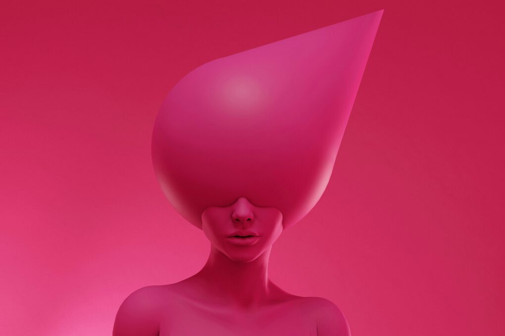 pink woman with pink background